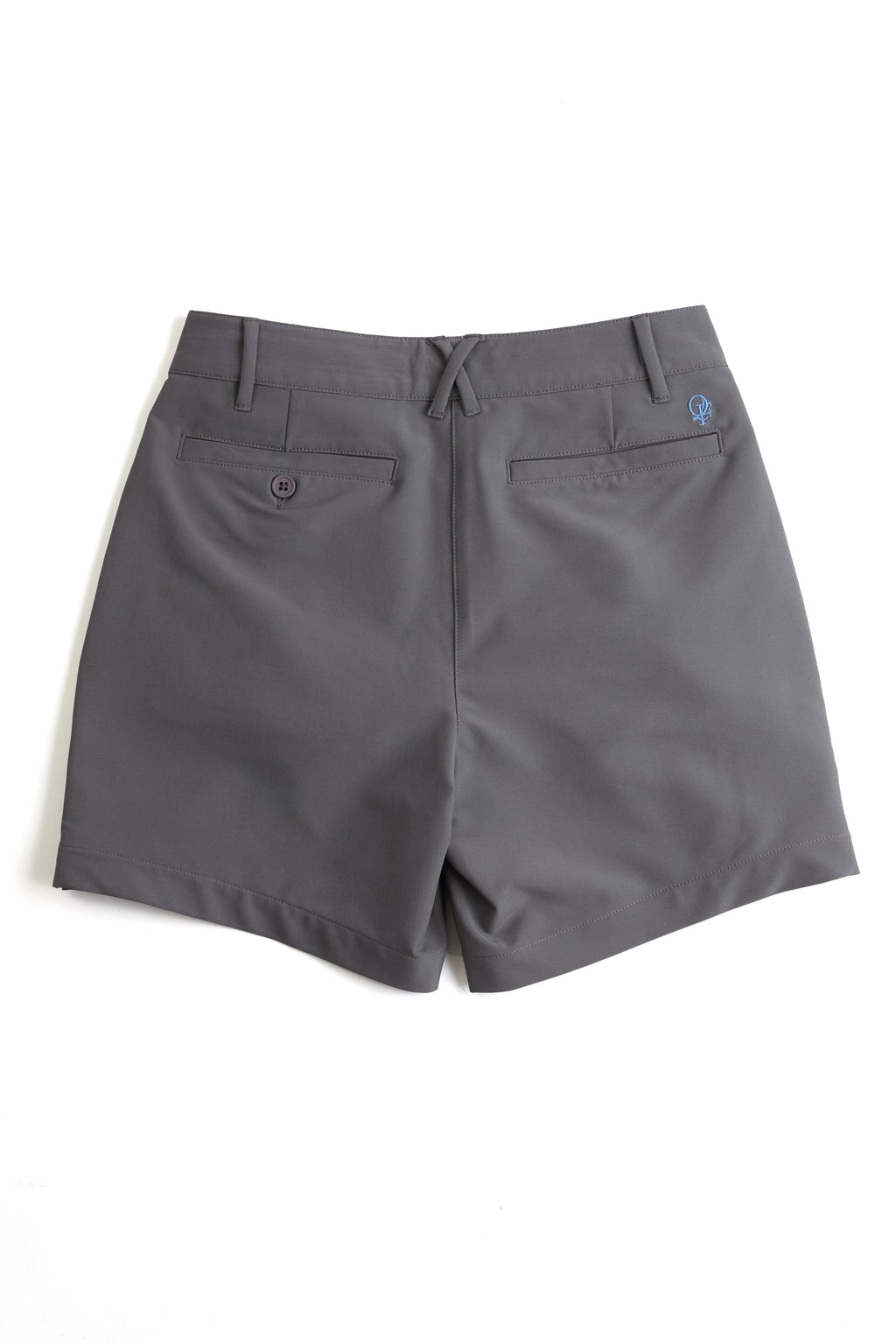 Gray chino shorts on a white background. Yachtwear. Women's deck shorts. 